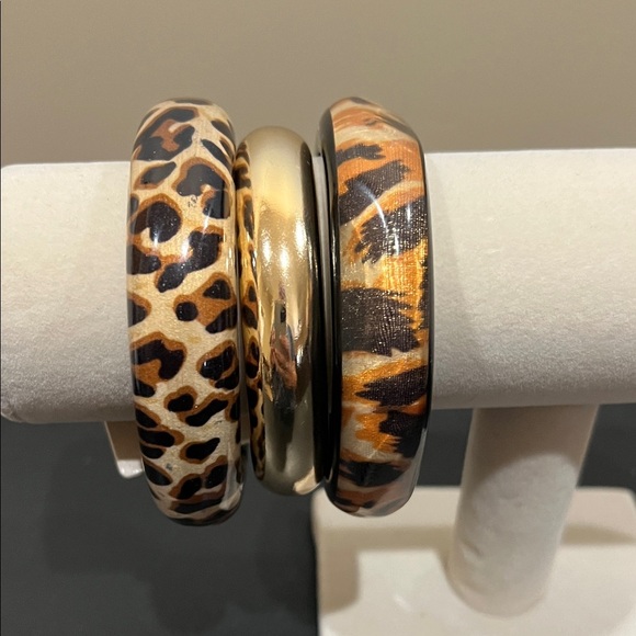 Haute Hippie | Leopard/Gold/Tiger Print Bangle Trio Set - Picture 10 of 14